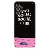 Kılıfland Samsung Galaxy A14 ile Uyumlu Resimli Desenli Baskılı Silikon Kılıf, Anti Social Social Club, Siyah Pembe