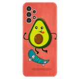 Kılıfland Samsung Galaxy A14 ile Uyumlu Silikon Kılıf, Avokado Skate Desen, Kırmızı
