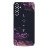 Kılıfland Samsung Galaxy A14 ile Uyumlu Silikon Kılıf, Desen Özel Seri Love Flow, Mor Çiçek, Siyah