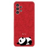 Kılıfland Samsung Galaxy A14 ile Uyumlu Silikon Kılıf, Platinium Series, Desenli, Sleeping Panda, Kırmızı