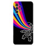 Kılıfland Samsung Galaxy A14 ile Uyumlu Silikon Kılıf, Renkli Astronot Desen, Siyah