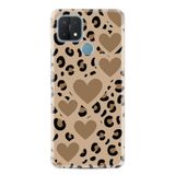 Kılıfland Samsung Galaxy A15 ile Uyumlu Kılıf, Boutique Baskılı, Leopar Kalp Desen, Transparan