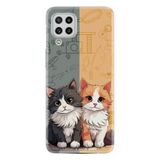 Kılıfland Samsung Galaxy A22 ile Uyumlu Boutique Baskılı İkiz Kediler Kılıf, Renk86