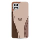 Kılıfland Samsung Galaxy A22 ile Uyumlu Boutique Baskılı Kılıf, Kahve Kelebek Desenli