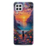 Kılıfland Samsung Galaxy A22 ile Uyumlu Boutique Baskılı Kılıf, Manzara Kedi Desenli, Renkli
