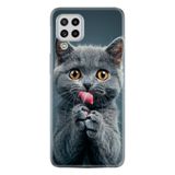 Kılıfland Samsung Galaxy A22 ile Uyumlu Boutique Baskılı Komik Kedi Kılıf, Renk8