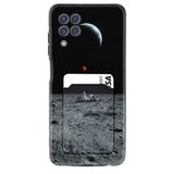 Kılıfland Samsung Galaxy A22 ile Uyumlu Kartvizitli Kartlıklı Desenli Silikon Kılıf, Astronot Red Balon, Siyah