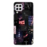 Kılıfland Samsung Galaxy A22 ile Uyumlu Kılıf, Boutique Baskılı, Ay Pattern, Siyah