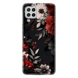 Kılıfland Samsung Galaxy A22 ile Uyumlu Kılıf, Boutique Baskılı, Çiçek Desenli, Siyah