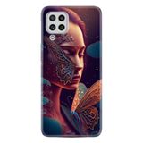 Kılıfland Samsung Galaxy A22 ile Uyumlu Kılıf, Boutique Baskılı, Kelebek Kadın Deseni, Renk75