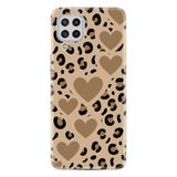 Kılıfland Samsung Galaxy A22 ile Uyumlu Kılıf, Boutique Baskılı, Leopar Kalp Desen, Bej