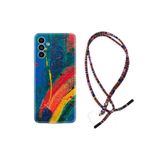 kilifland Samsung Galaxy A23 ile Uyumlu Kılıf Rasta Ipli Boyun Askılı Desenli Silikon Ressam Sulu Boya 1600