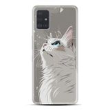 Kılıfland Samsung Galaxy A31 ile Uyumlu Kılıf, Boutique Baskılı, Beyaz Kedi Desenli