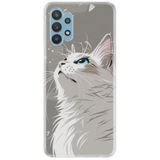 Kılıfland Samsung Galaxy A52 ile Uyumlu Kılıf, Boutique Baskılı, Beyaz Kedi Desenli