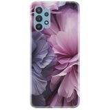 Kılıfland Samsung Galaxy A52 ile Uyumlu Kılıf, Boutique Baskılı Çiçek Desen, Mor