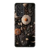 Kılıfland Samsung Galaxy A53 ile Uyumlu Kılıf, Boutique Baskılı, Kahve Çiçek Desen, Siyah