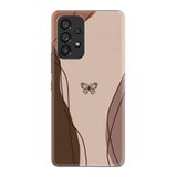 Kılıfland Samsung Galaxy A53 ile Uyumlu Kılıf, Boutique Baskılı, Kahve Kelebek Desen