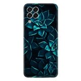 Kılıfland Samsung Galaxy A54 ile Uyumlu Silikon Kılıf, Mistik Çiçekler Desen, Turkuaz