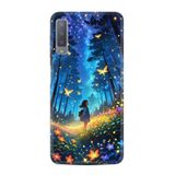Kılıfland Samsung Galaxy A7 2018 ile Uyumlu Kılıf, Boutique Baskılı, Anime Butterfly Desenli, Mavi