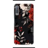Kılıfland Samsung Galaxy A7 2018 ile Uyumlu Kılıf, Boutique Baskılı, Çiçek Desenli, Siyah