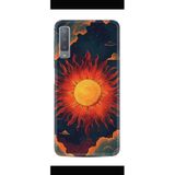 Kılıfland Samsung Galaxy A7 2018 ile Uyumlu Kılıf, Boutique Baskılı, Güneş Deseni, Siyah