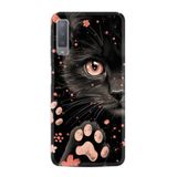 Kılıfland Samsung Galaxy A7 2018 ile Uyumlu Kılıf, Boutique Baskılı, Kara Kedi, Siyah