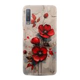 Kılıfland Samsung Galaxy A7 2018 ile Uyumlu Kılıf, Boutique Baskılı, Kırmızı Çiçek Desenli