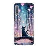 Kılıfland Samsung Galaxy A7 2018 ile Uyumlu Kılıf, Boutique Baskılı, Love Cats Tree Desenli, Renkli