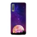Kılıfland Samsung Galaxy A7 2018 ile Uyumlu Kılıf, Boutique Baskılı, Mor Ay, Resimli