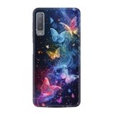 Kılıfland Samsung Galaxy A7 2018 ile Uyumlu Kılıf, Boutique Baskılı, Neon Kelebekler, Renkli
