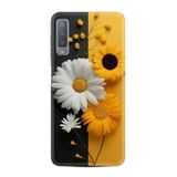 Kılıfland Samsung Galaxy A7 2018 ile Uyumlu Kılıf, Boutique Baskılı, Sarı Beyaz Çiçek Desenli