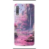 Kılıfland Samsung Galaxy A7 2018 ile Uyumlu Kılıf, Boutique Baskılı, Şelale Desenli, Renkli