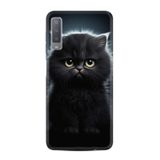 Kılıfland Samsung Galaxy A7 2018 ile Uyumlu Kılıf, Boutique Baskılı, Tombul Kedi Desenli, Siyah