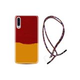 kilifland Samsung Galaxy A70 ile Uyumlu Kılıf Rasta Ipli Boyun Askılı Desenli Silikon Sarı Kırmızı Boya 1708