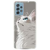 Kılıfland Samsung Galaxy A72 ile Uyumlu Kılıf, Boutique Baskılı, Beyaz Kedi Desenli