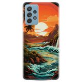 Kılıfland Samsung Galaxy A72 ile Uyumlu Kılıf, Boutique Baskılı, Retro Mountain Tasarım, Renkli