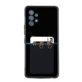 Kılıfland Samsung Galaxy A73 ile Uyumlu Kartvizitli Kartlıklı Silikon Kılıf, Üç Maymun Deseni, Siyah