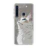 Kılıfland Samsung Galaxy A9 2018 ile Uyumlu Kılıf, Boutique Baskılı, Beyaz Kedi Desenli