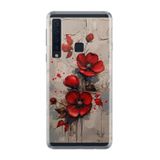 Kılıfland Samsung Galaxy A9 2018 ile Uyumlu Kılıf, Boutique Baskılı, Kırmızı Çiçek Desenli