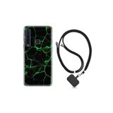 kilifland Samsung Galaxy A9 2018 ile Uyumlu Kılıf Desenli Silikon + Şarj Kulaklık Koruyucusu Yeşil Şerit Mermer 1320