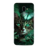 Kılıfland Samsung Galaxy J6 Plus ile Uyumlu Desenli Silikon Kılıf, Yeşil Kedi Figürlü