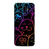 Kılıfland Samsung Galaxy J6 Plus ile Uyumlu Kılıf, Desenli Neon Cats, Silikon