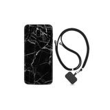 kilifland Samsung Galaxy J6 Plus ile Uyumlu Kılıf Desenli Silikon Boyun Askılı Fragile Black Mermer 1378