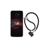 kilifland Samsung Galaxy J6 Plus ile Uyumlu Kılıf Desenli Silikon Boyun Askılı Kurt Ve Ay Yıldız 1403
