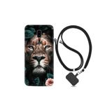 kilifland Samsung Galaxy J6 Plus ile Uyumlu Kılıf Desenli Silikon Ipli Boyun Askılı Leon Flowers 1307