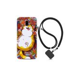 kilifland Samsung Galaxy J6 Plus ile Uyumlu Kılıf Desenli Silikon Ipli Boyun Askılı Tombul Kedi 1739