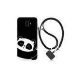 kilifland Samsung Galaxy J6 Plus ile Uyumlu Kılıf Desenli Silikon Ipli Boyun Askılıbay Bay Panda 1784