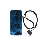 kilifland Samsung Galaxy J6 Plus ile Uyumlu Kılıf Desenli Silikon Ipli Boyun Askılıblue Zigzag 1687