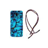 Kılıfland Samsung Galaxy J6 Plus ile Uyumlu Kılıf, Rasta Desenli, Ipli Boyun Askılı, Silikon, Mavi