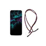 kilifland Samsung Galaxy J6 Plus ile Uyumlu Kılıf Rasta Ipli Boyun Askılı Desenli Silikon Abstract Green 1302